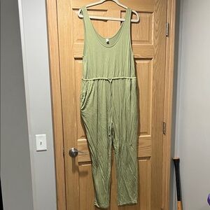 bp Olive Green Sleeveless Drawstring Jumpsuit